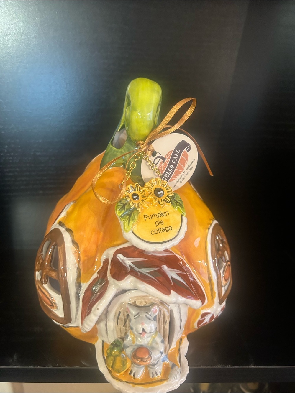 Pumpkin Pie Cottage Ceramic Tea Light Cottage - Orange